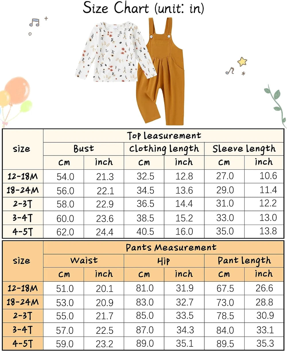 Zoerea Toddler Girl Fall Overalls Set