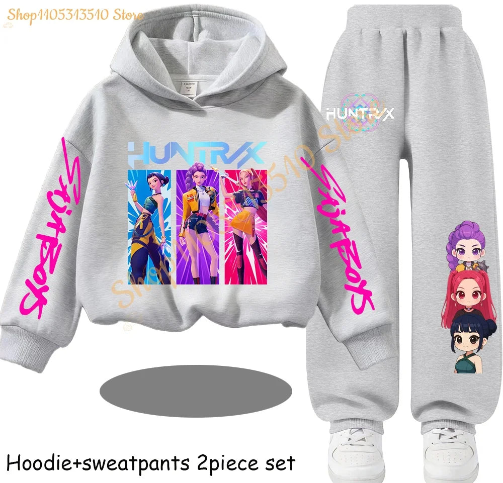 Huntrx Mira Rumi Zoey Kawaii Pullover Sweatshirt Anime Trucksuit Cartoon Girls Boy Kids Clothes Unisex Sets Children Hoodies