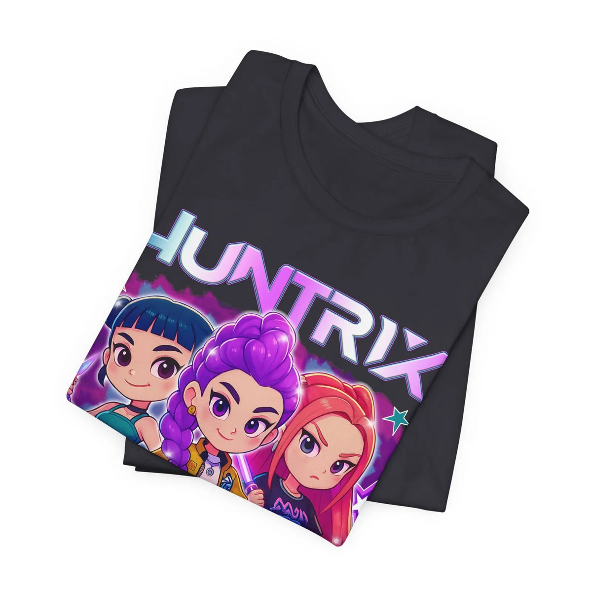 HUNTRIX Chibi Style Graphic Tee, Fun Casual Shirt, Gift for Fans, Soft T-Shirt,