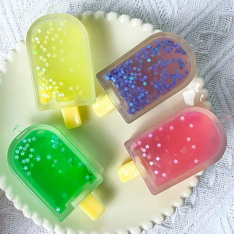 Taba Squishy Glitter Popsicle Fidget Squishes Ice Cream Fake Food Squishy Relieve Anxiety Stress Relief Vent Toys Pudding Gift