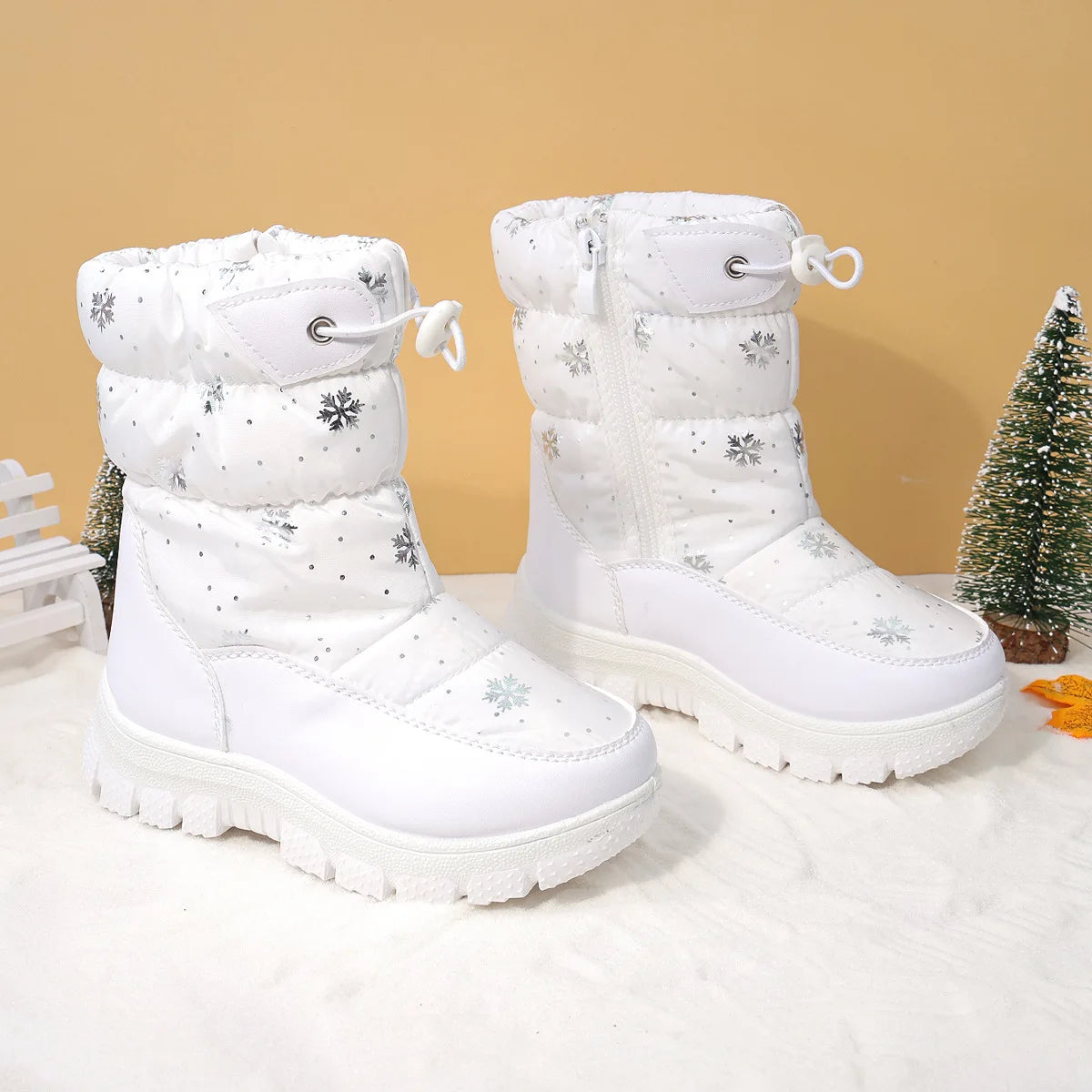 Winter Girls Boys Snow Boots Children's Knee-high Boots New 2026 Warm Plush Outdoor Platform Non Slip Kids Waterproof Long Boots