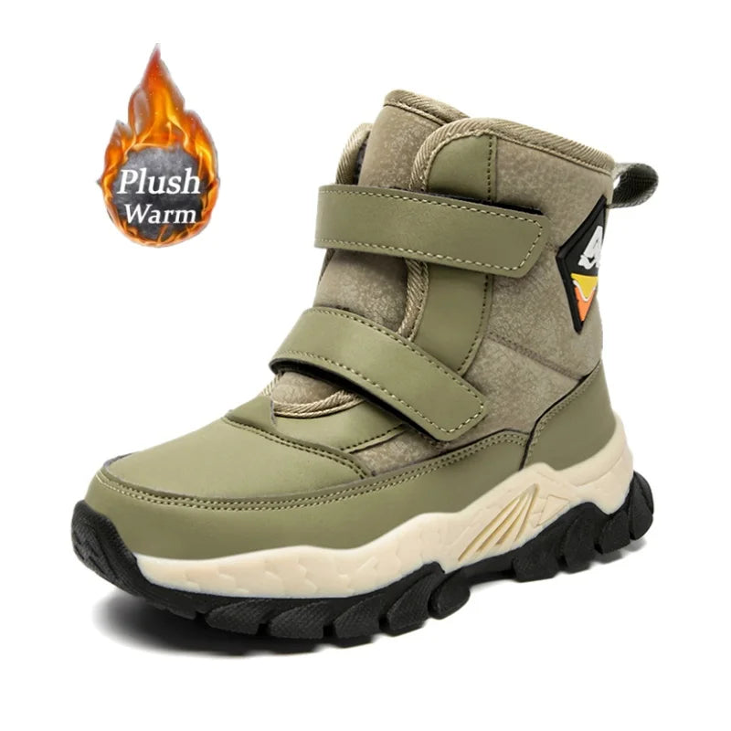 Winter children's leisure snow boots non-slip claw sports boots girls and boys plush boots outdoor warm thick-soled cotton boots