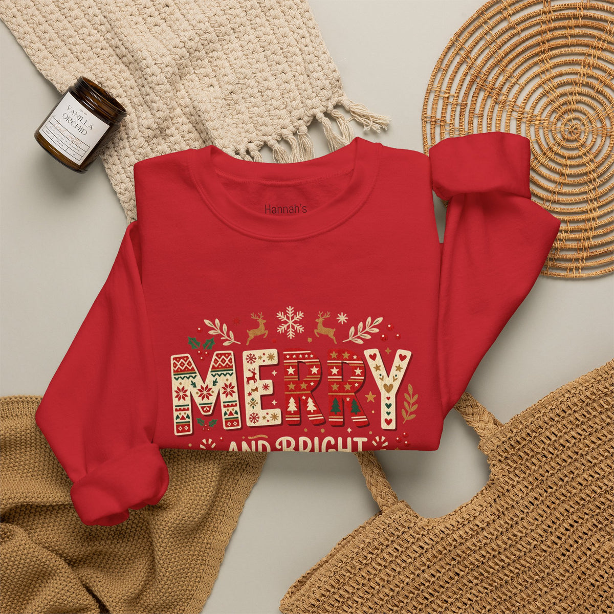 Christmas 'Merry' Crewneck Sweatshirt — Festive Holiday Graphic Sweater