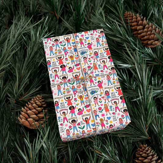 Children’s Gift Wrap Paper — Diverse Kids Celebration Pattern