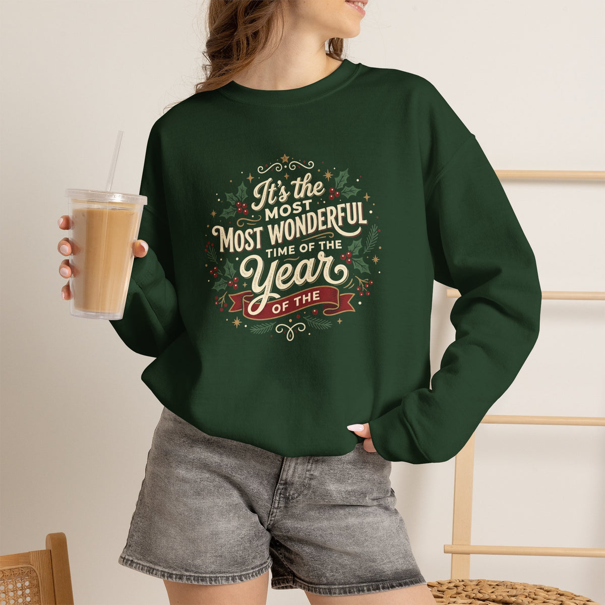 Crewneck Sweatshirt — Christmas 'Most Wonderful Year' Holiday Sweatshirt