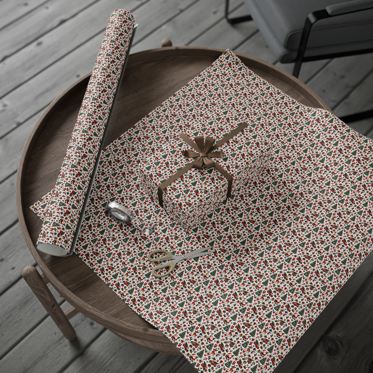 Wrapping Paper  Red & Green Truck Pattern