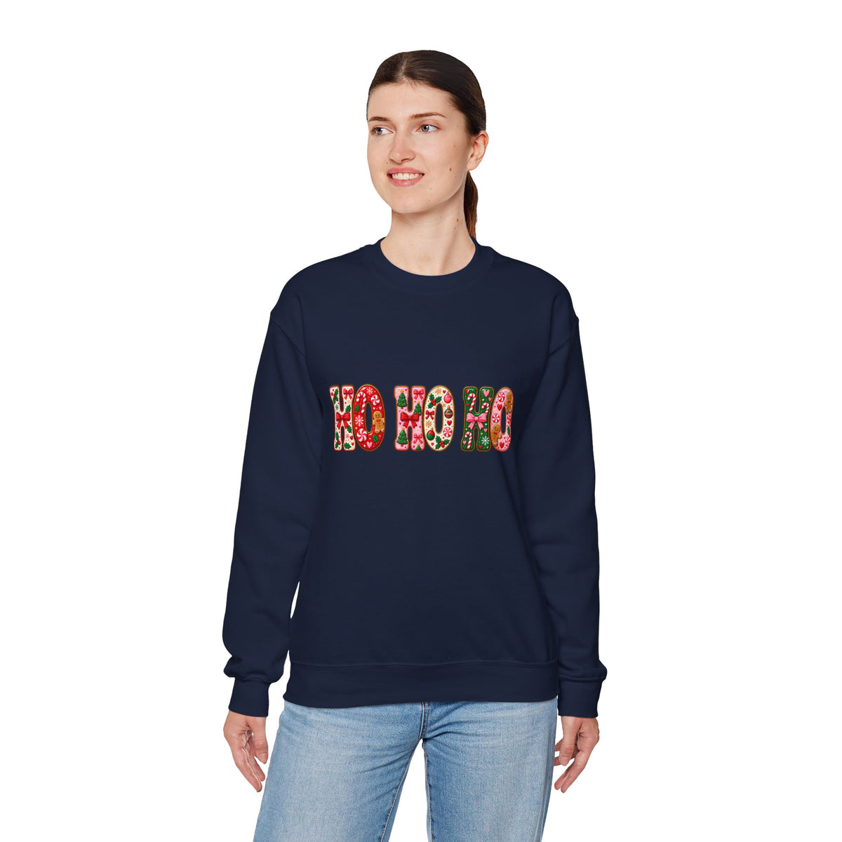 Sweatshirt — Floral "HO HO HO" Christmas Crewneck