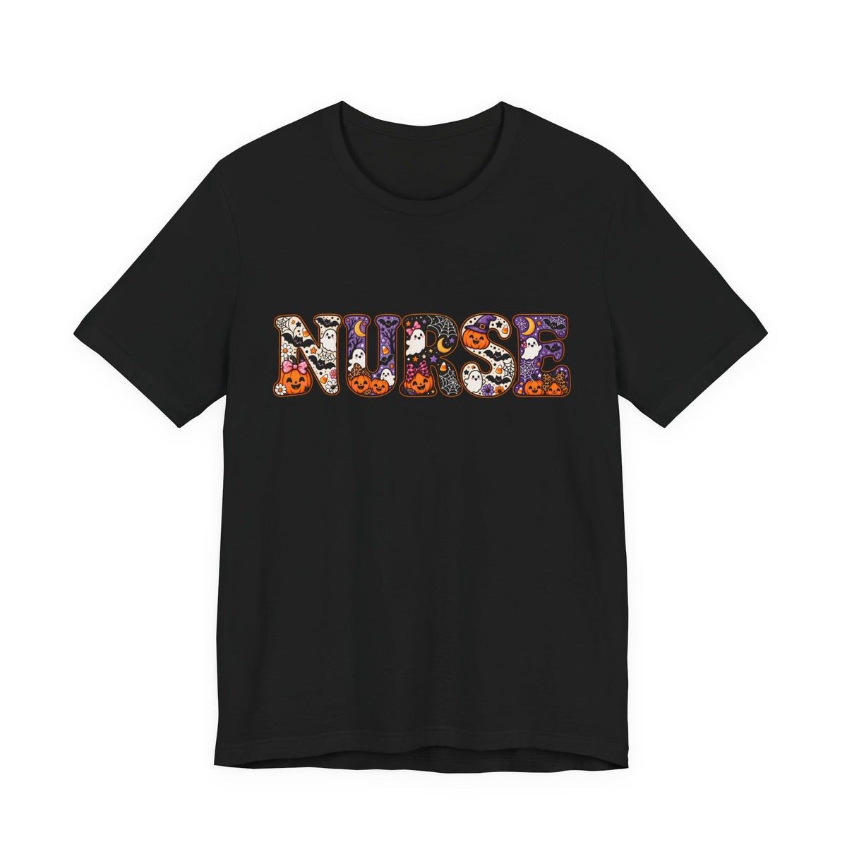 Nurse Halloween Floral Candy Pattern T-Shirt