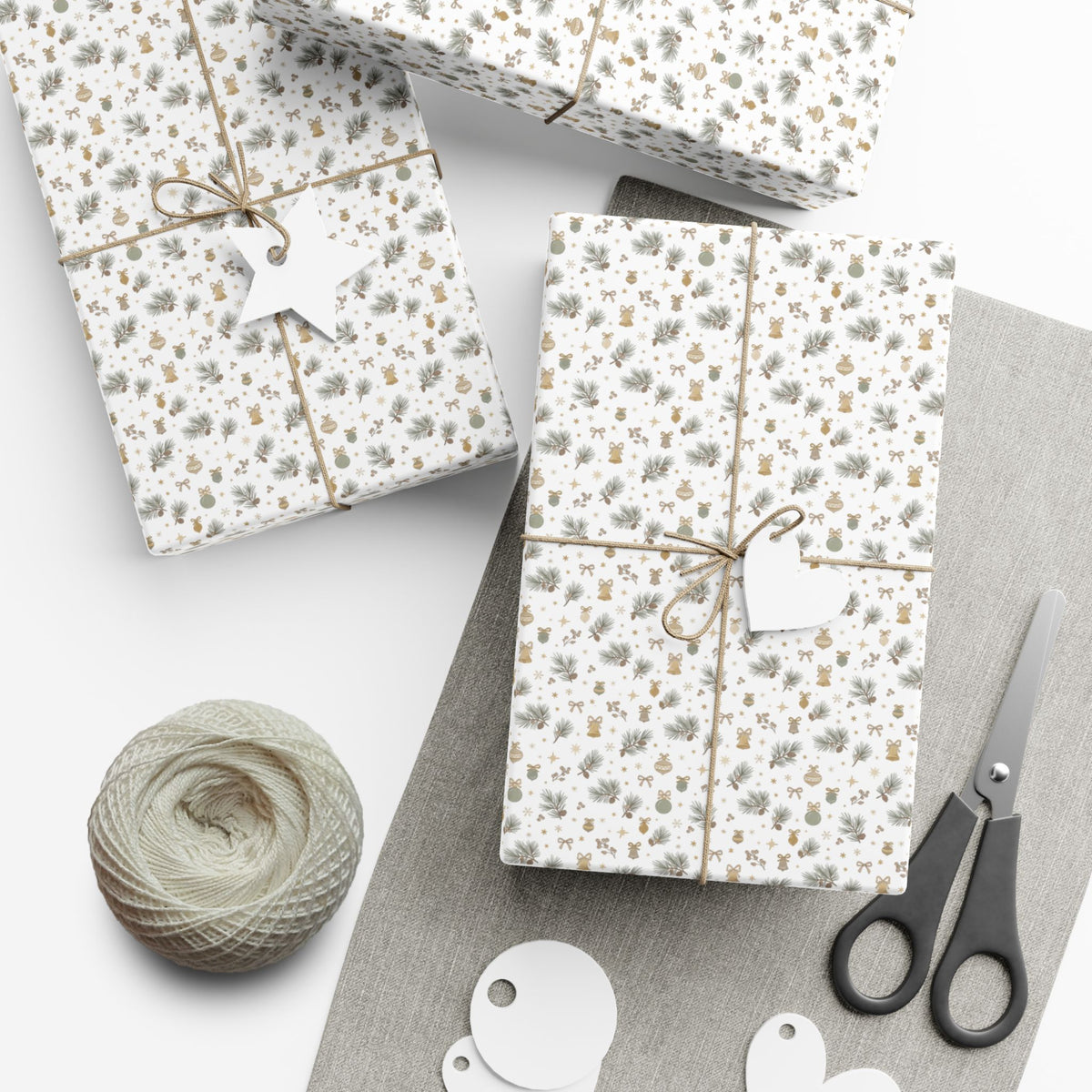 Neutral Floral Gift Wrap Paper – Minimal Beige Floral Pattern for Weddings, Showers & Everyday Gifting