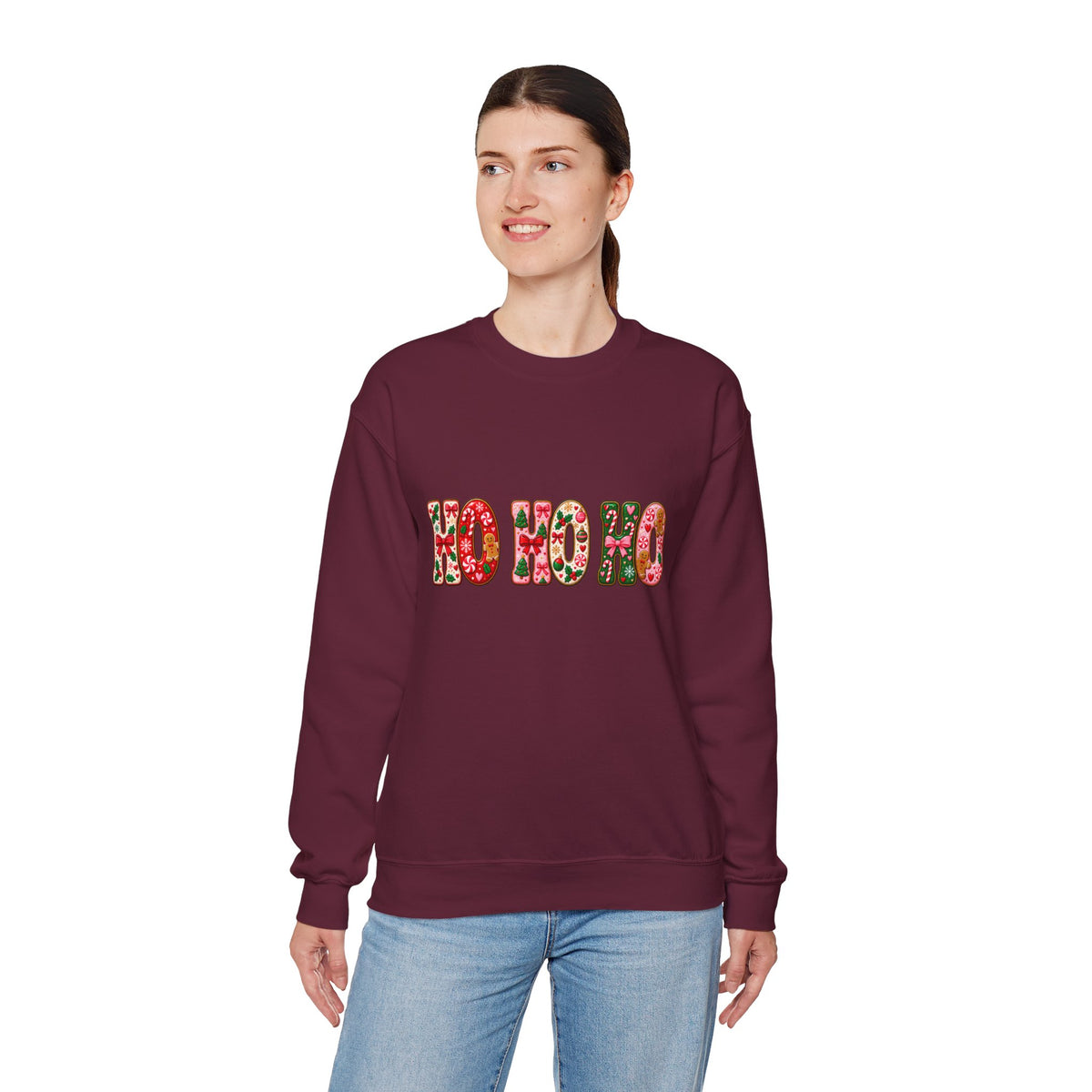 Sweatshirt — Floral "HO HO HO" Christmas Crewneck