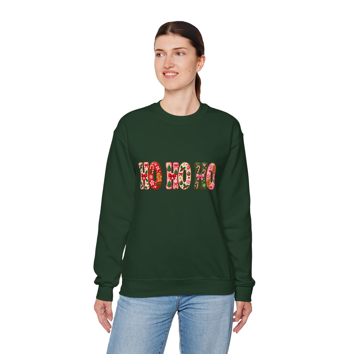 Sweatshirt — Floral "HO HO HO" Christmas Crewneck