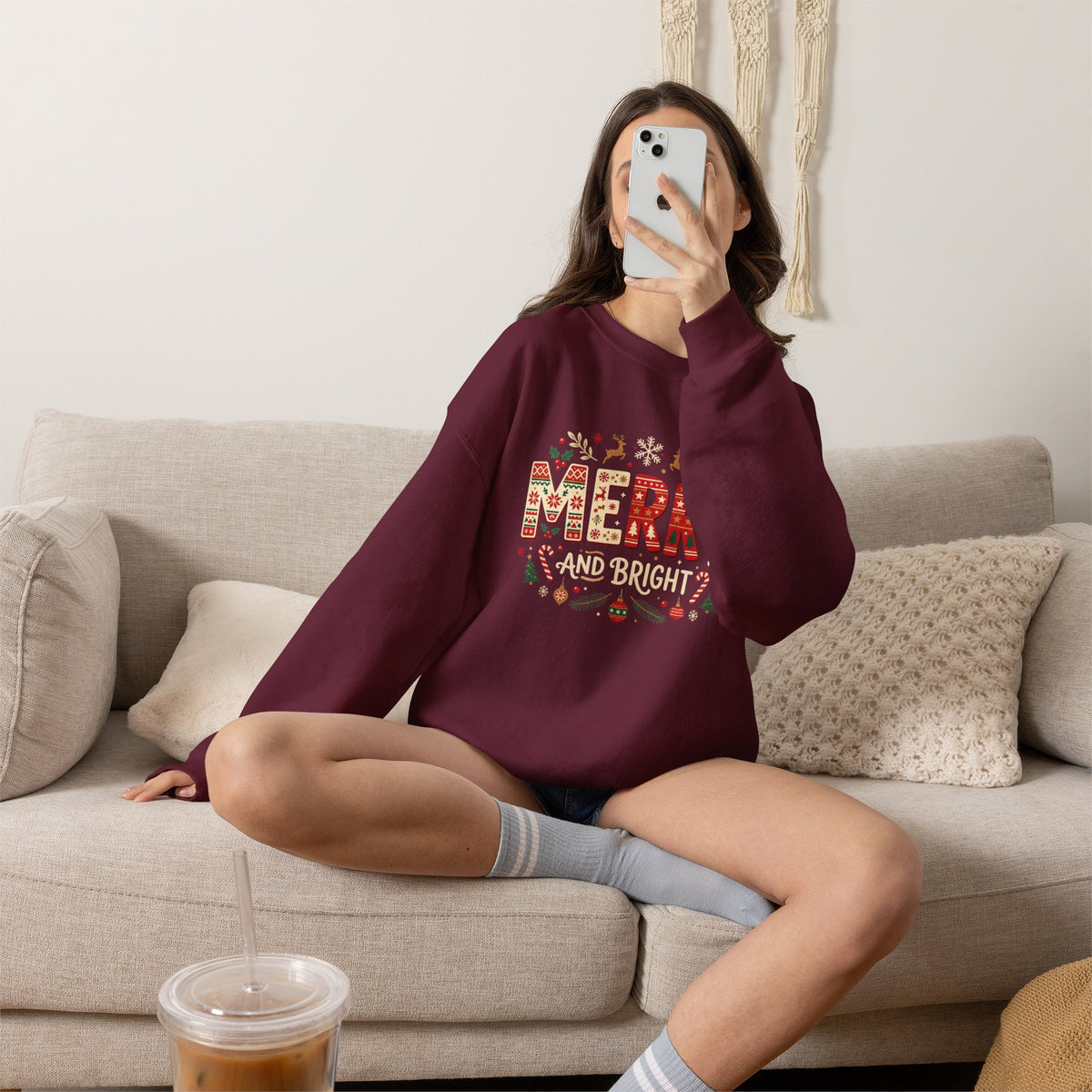 Christmas 'Merry' Crewneck Sweatshirt — Festive Holiday Graphic Sweater