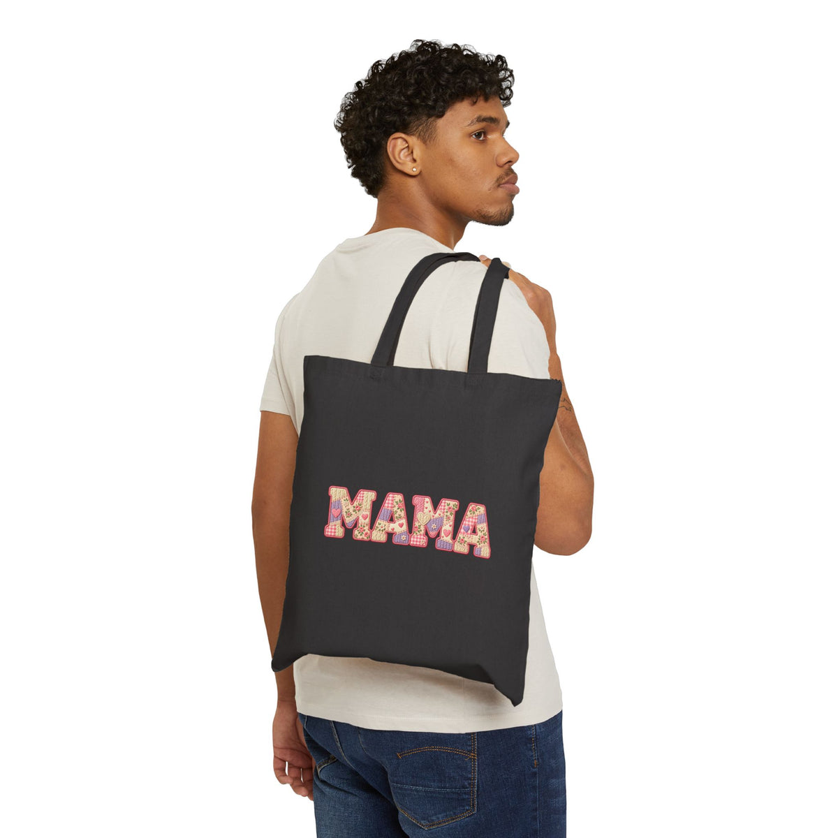 Mama Floral Tote Bag — Cotton Canvas Grocery & Market Bag for Moms