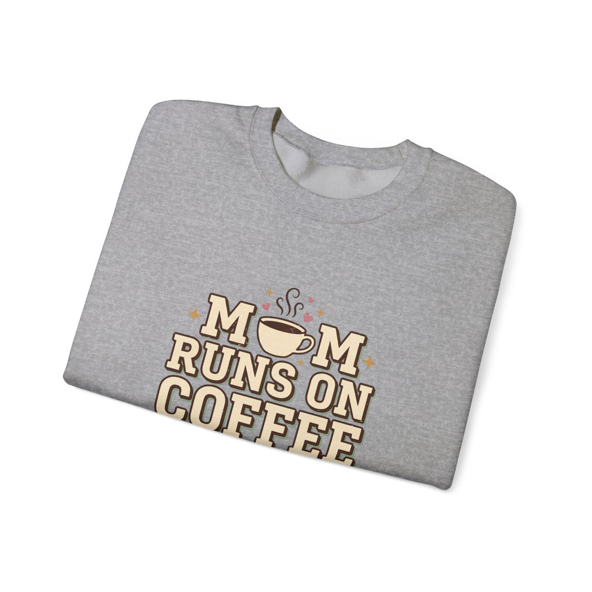 Mom Runs On Coffee Crewneck Sweatshirt — Cute Coffee Mom Pullover