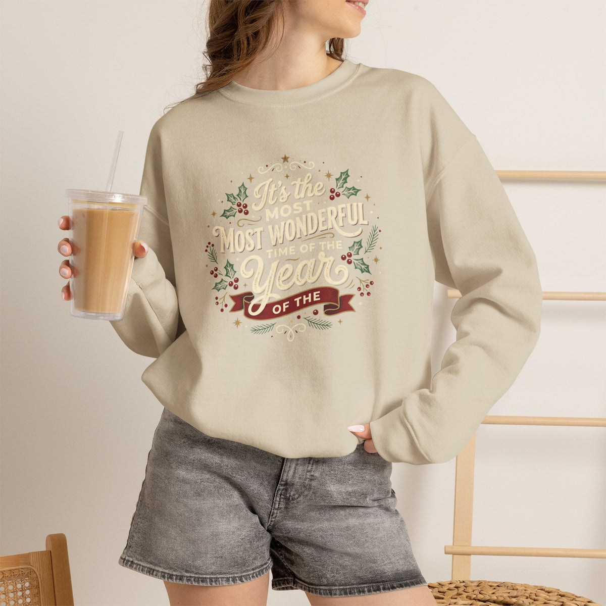 Crewneck Sweatshirt — Christmas 'Most Wonderful Year' Holiday Sweatshirt