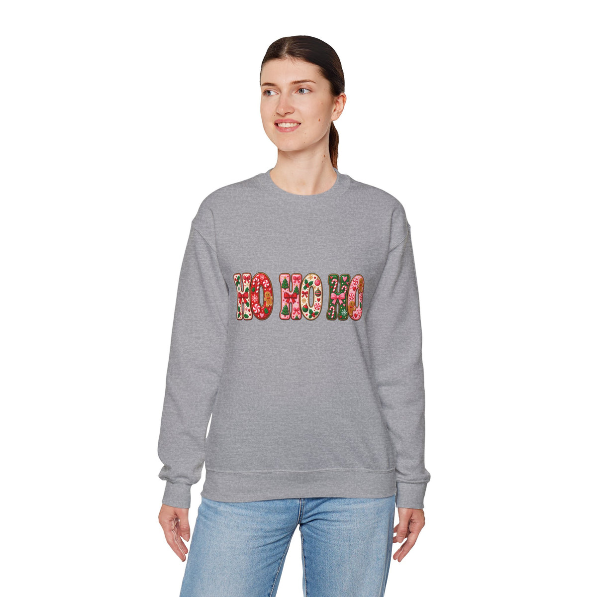 Sweatshirt — Floral "HO HO HO" Christmas Crewneck