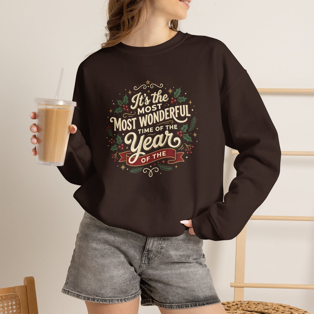 Crewneck Sweatshirt — Christmas 'Most Wonderful Year' Holiday Sweatshirt