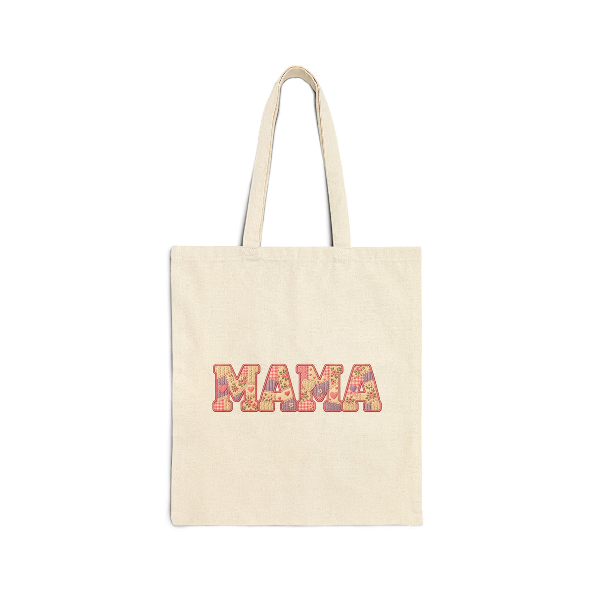Mama Floral Tote Bag — Cotton Canvas Grocery & Market Bag for Moms
