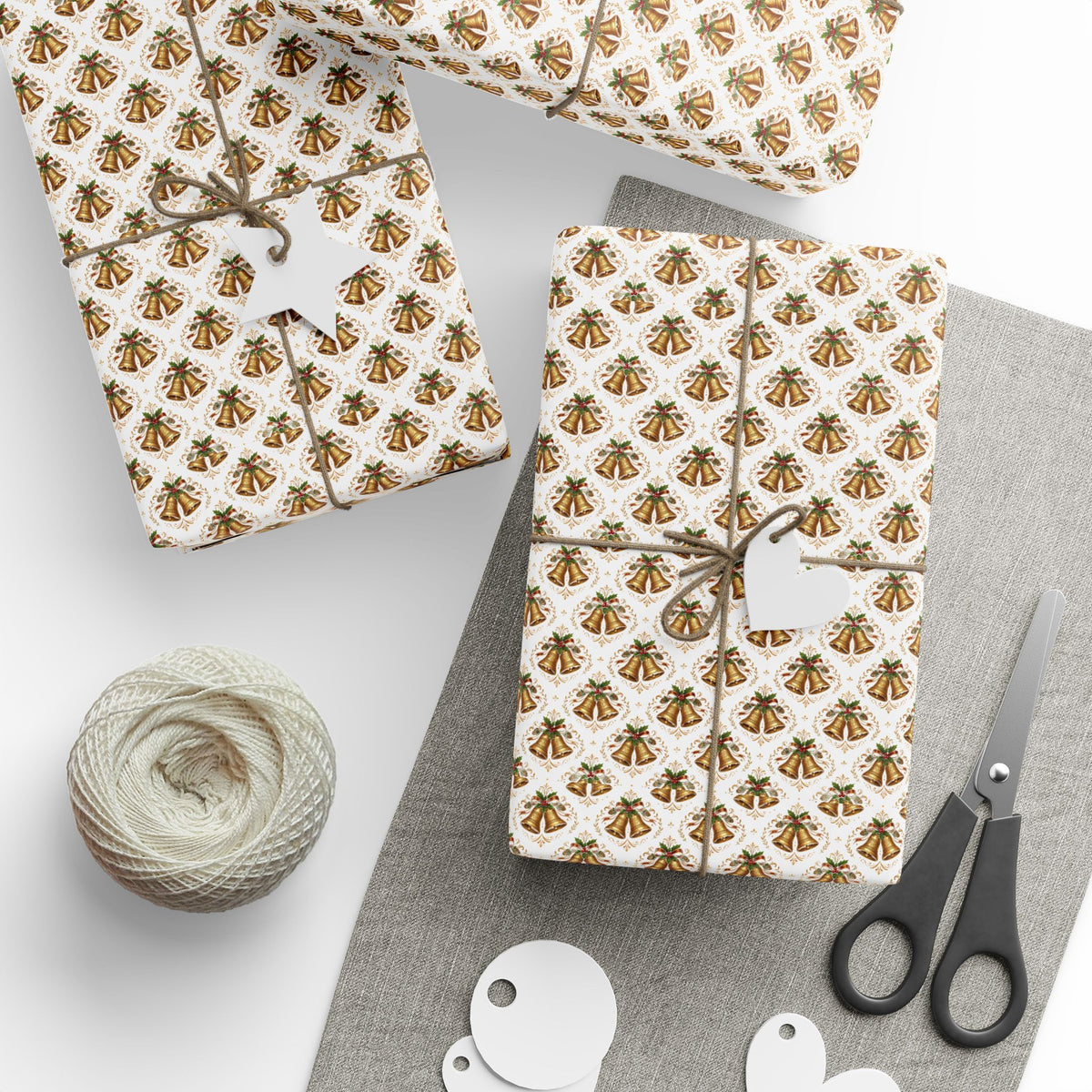 Gold Bells Holiday Gift Wrap