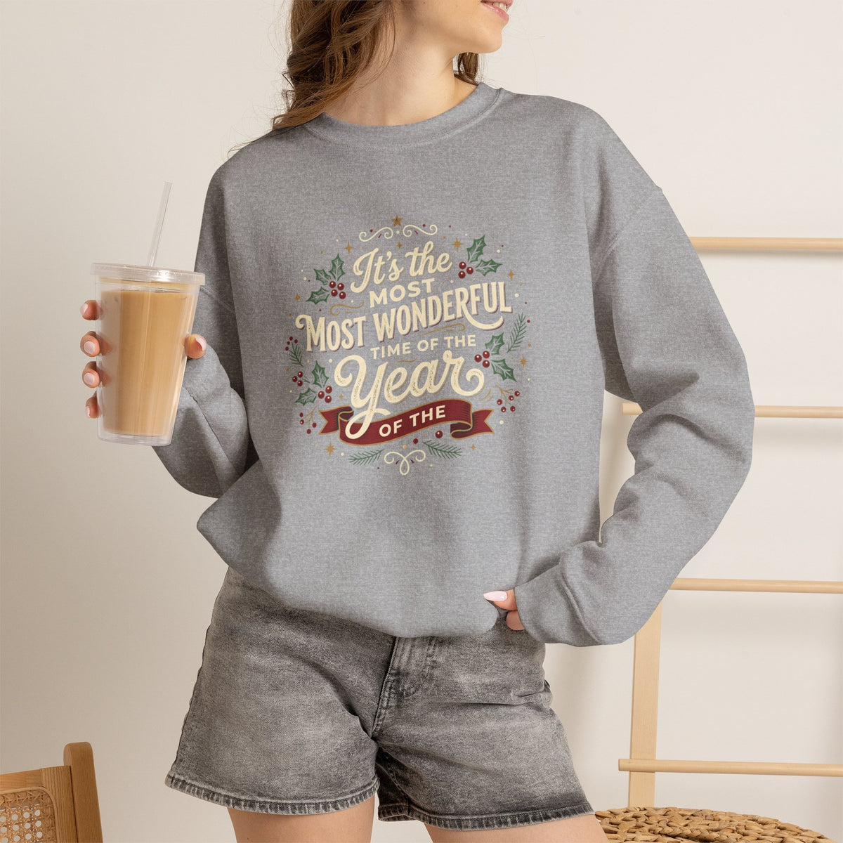 Crewneck Sweatshirt — Christmas 'Most Wonderful Year' Holiday Sweatshirt