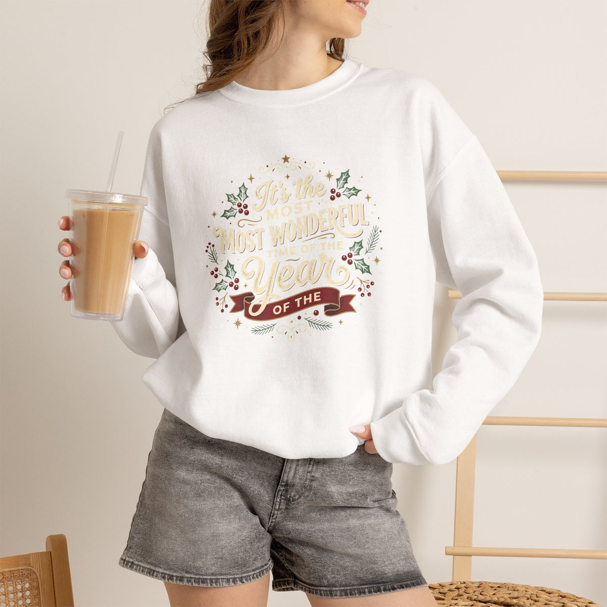 Crewneck Sweatshirt — Christmas 'Most Wonderful Year' Holiday Sweatshirt