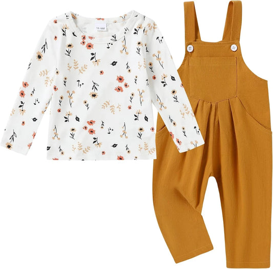 Zoerea Toddler Girl Fall Overalls Set