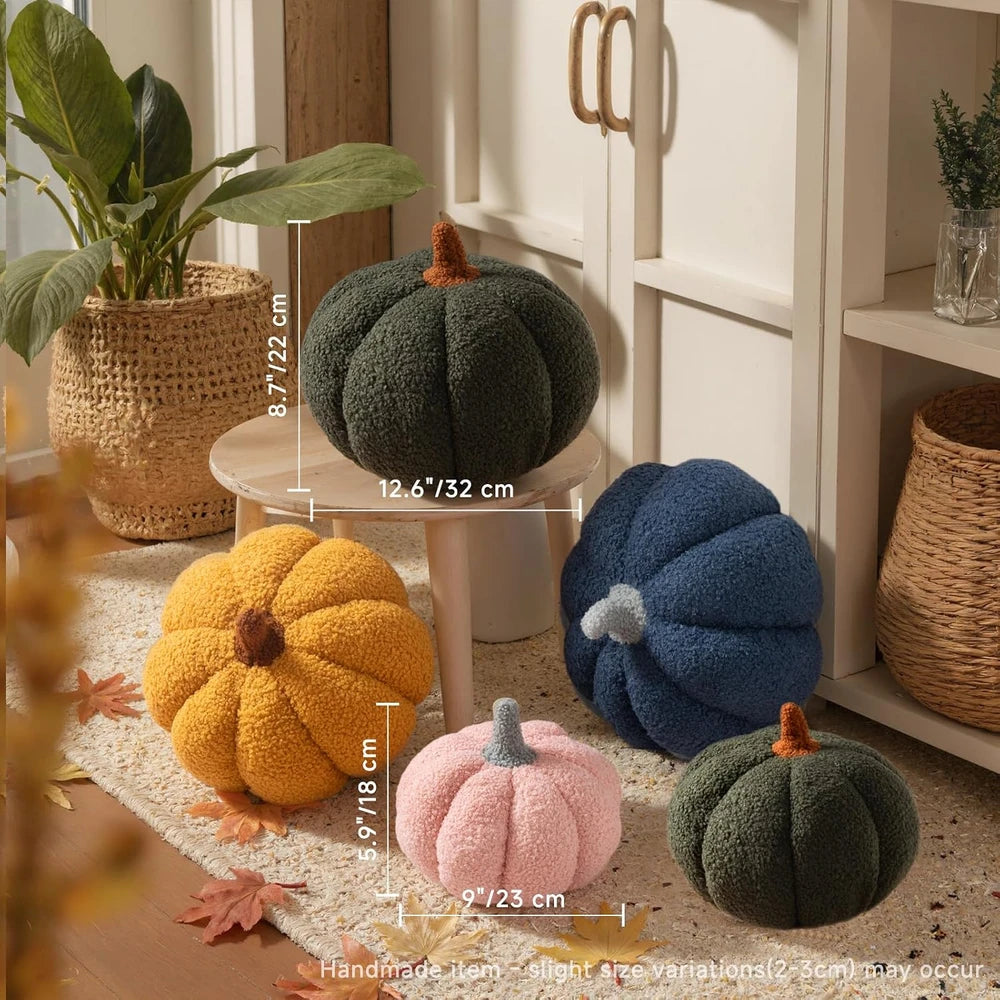 Sherpa Pumpkin Throw Pillow Set