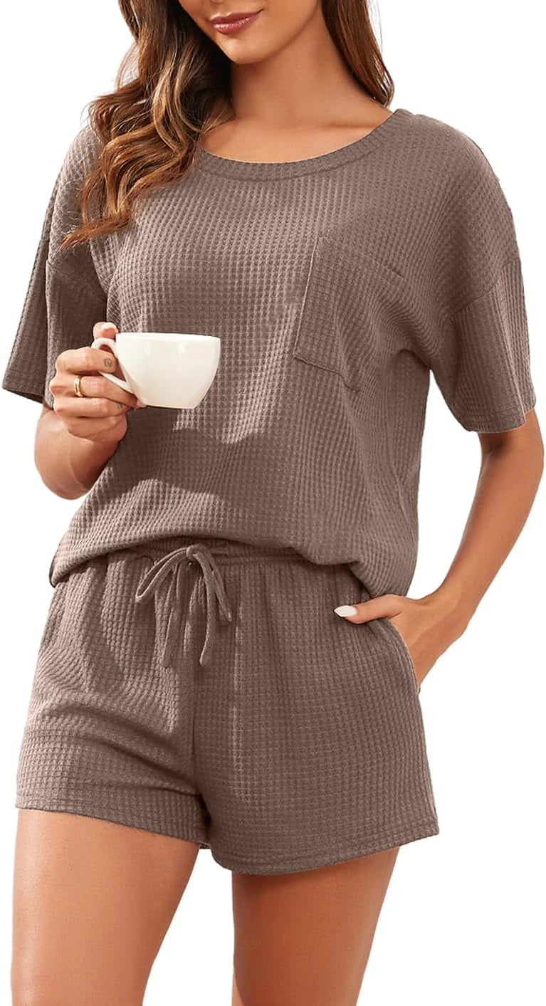 Waffle Knit Womens Pajama Set