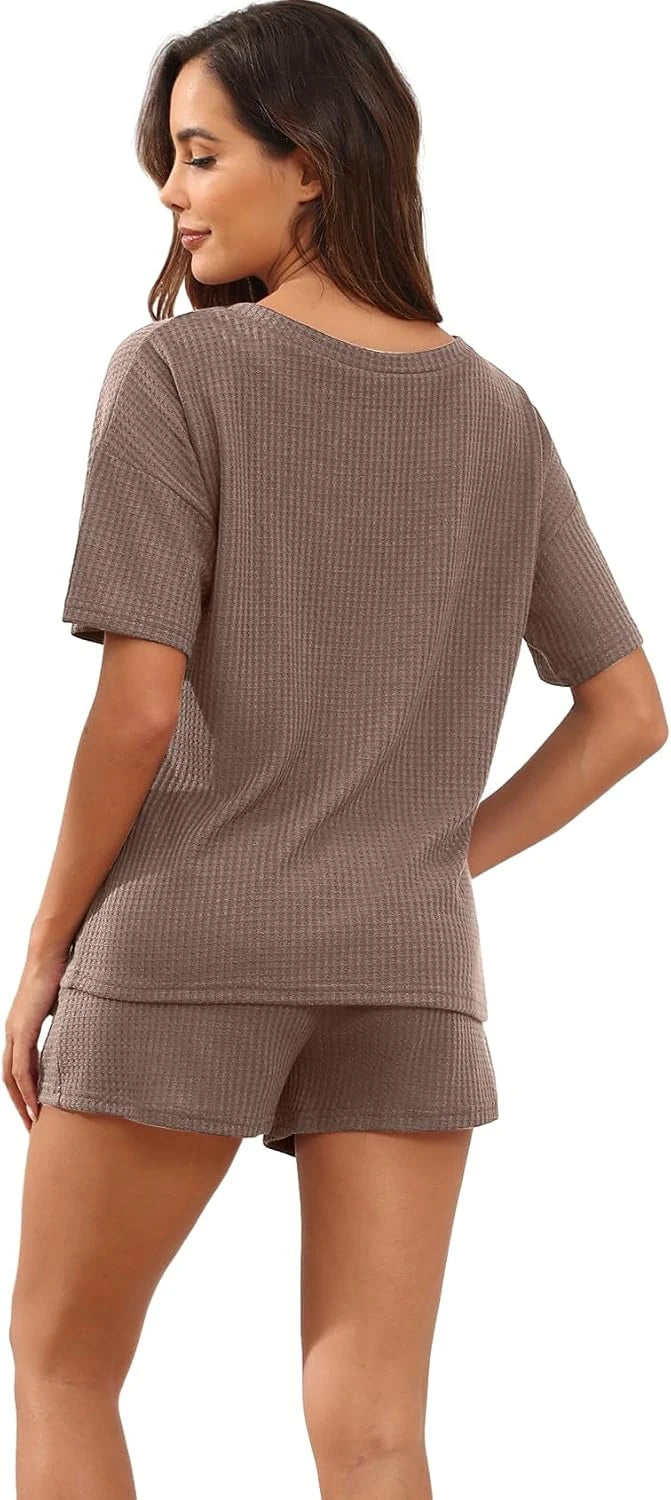 Waffle Knit Womens Pajama Set