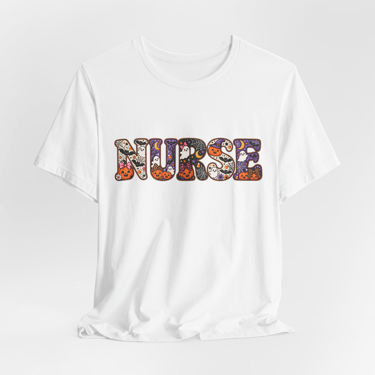 Nurse Halloween Floral Candy Pattern T-Shirt