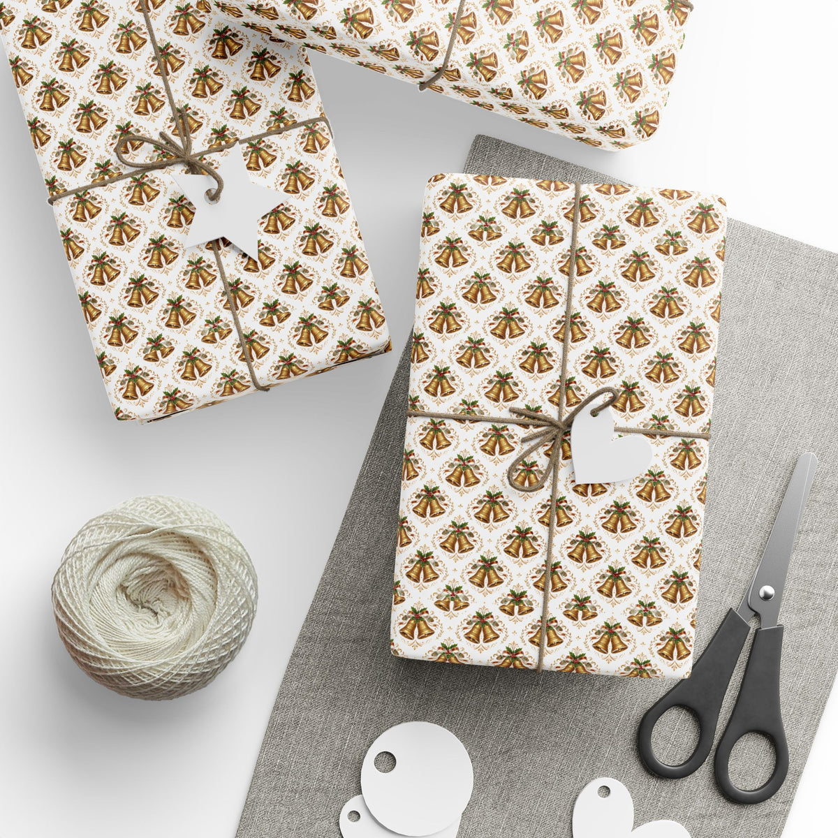 Gold Bells Holiday Gift Wrap
