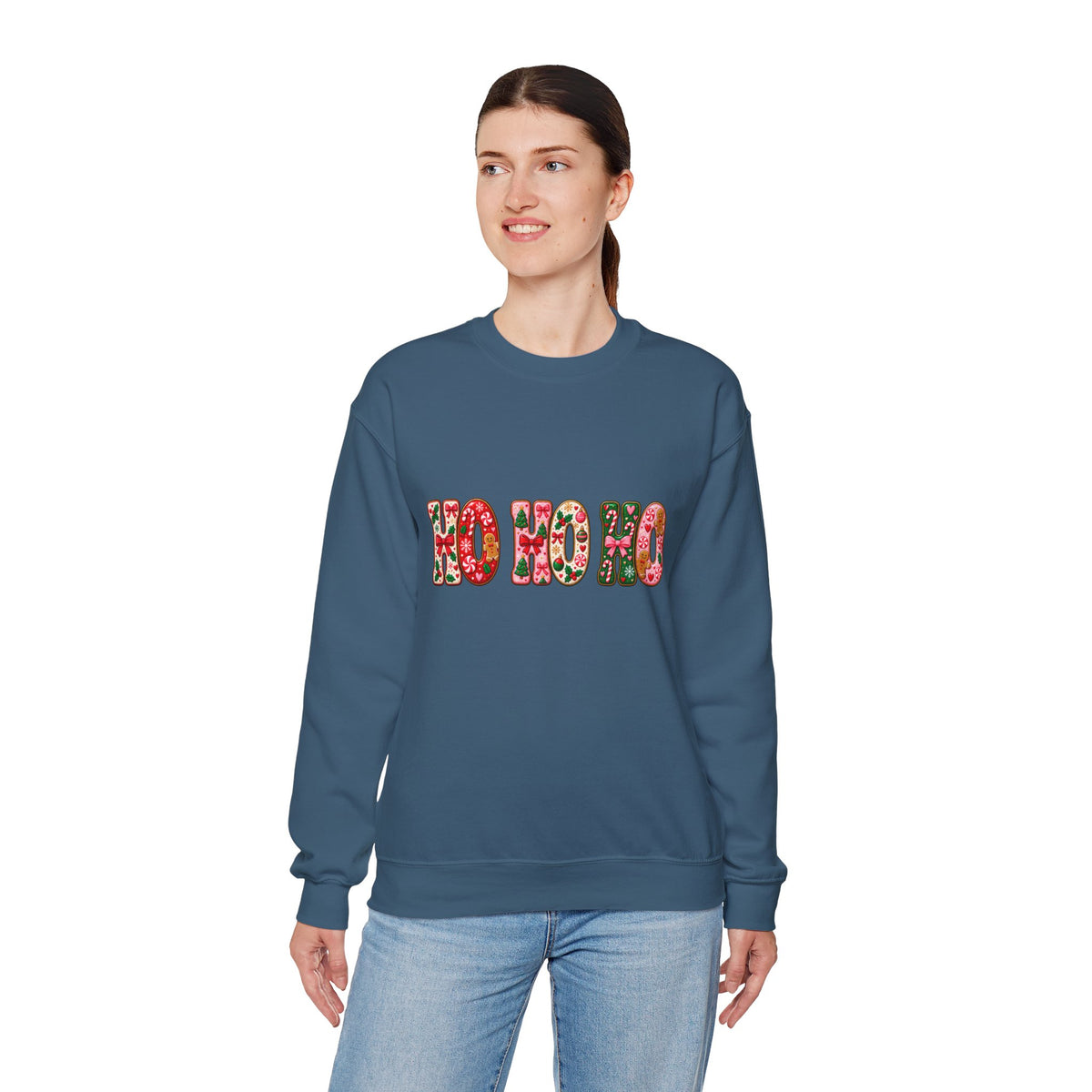 Sweatshirt — Floral "HO HO HO" Christmas Crewneck