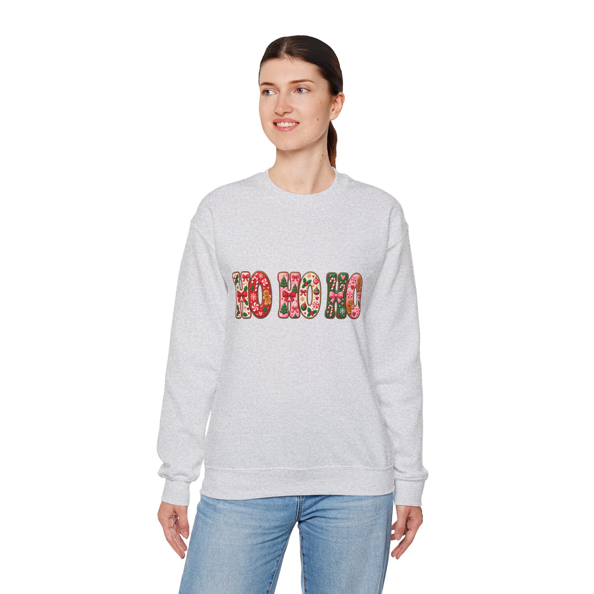 Sweatshirt — Floral "HO HO HO" Christmas Crewneck