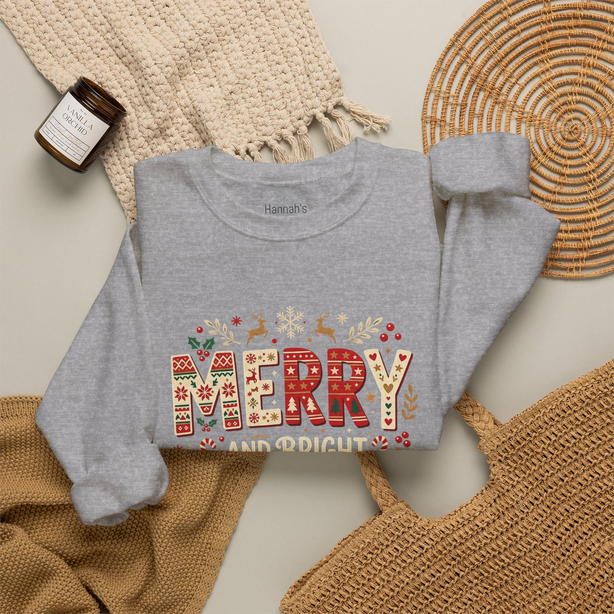 Christmas 'Merry' Crewneck Sweatshirt — Festive Holiday Graphic Sweater