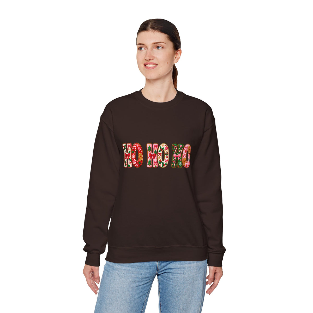 Sweatshirt — Floral "HO HO HO" Christmas Crewneck