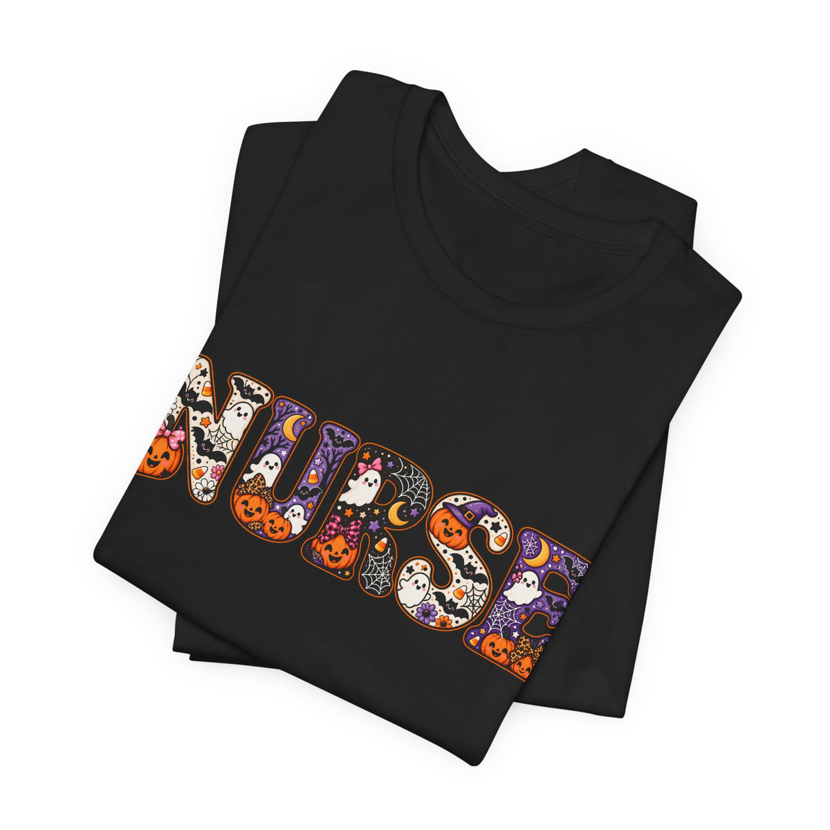 Nurse Halloween Floral Candy Pattern T-Shirt