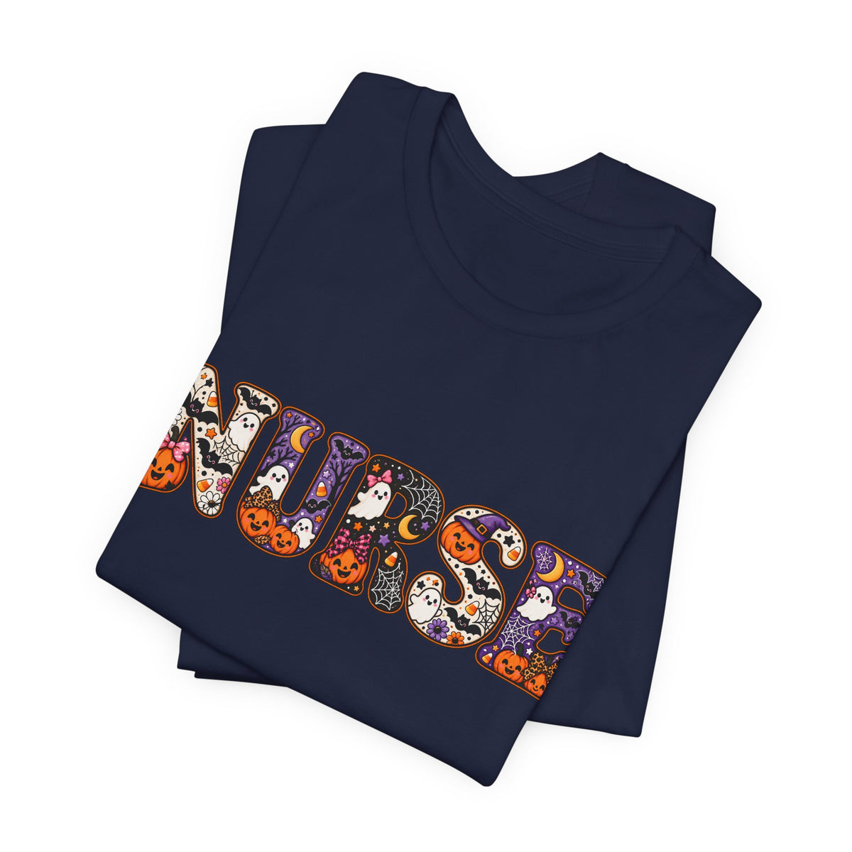 Nurse Halloween Floral Candy Pattern T-Shirt
