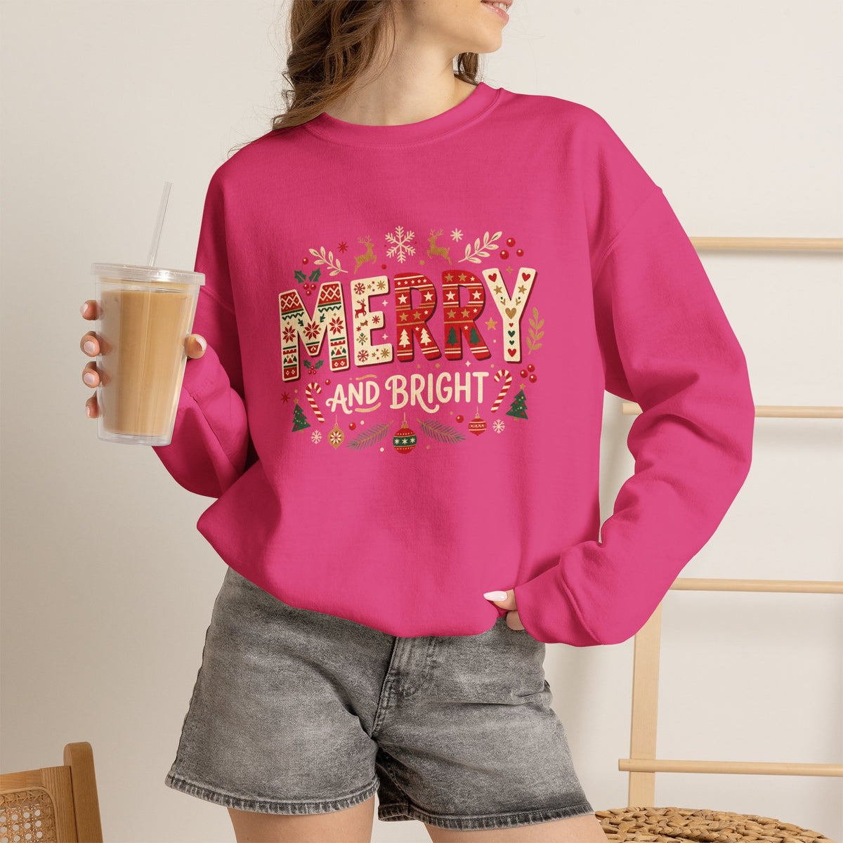 Christmas 'Merry' Crewneck Sweatshirt — Festive Holiday Graphic Sweater