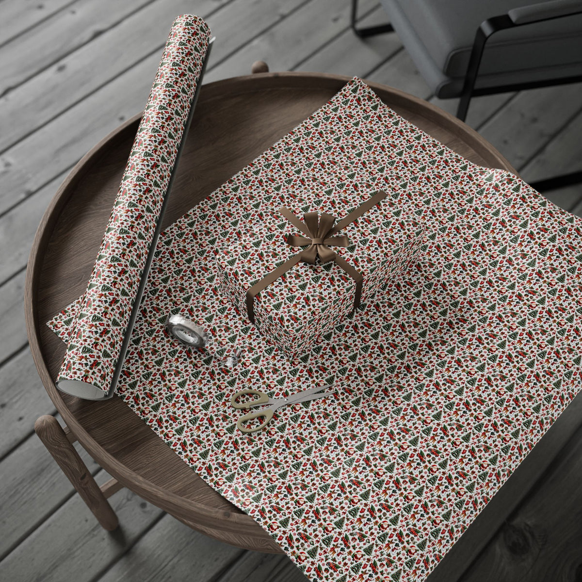 Wrapping Paper  Red & Green Truck Pattern