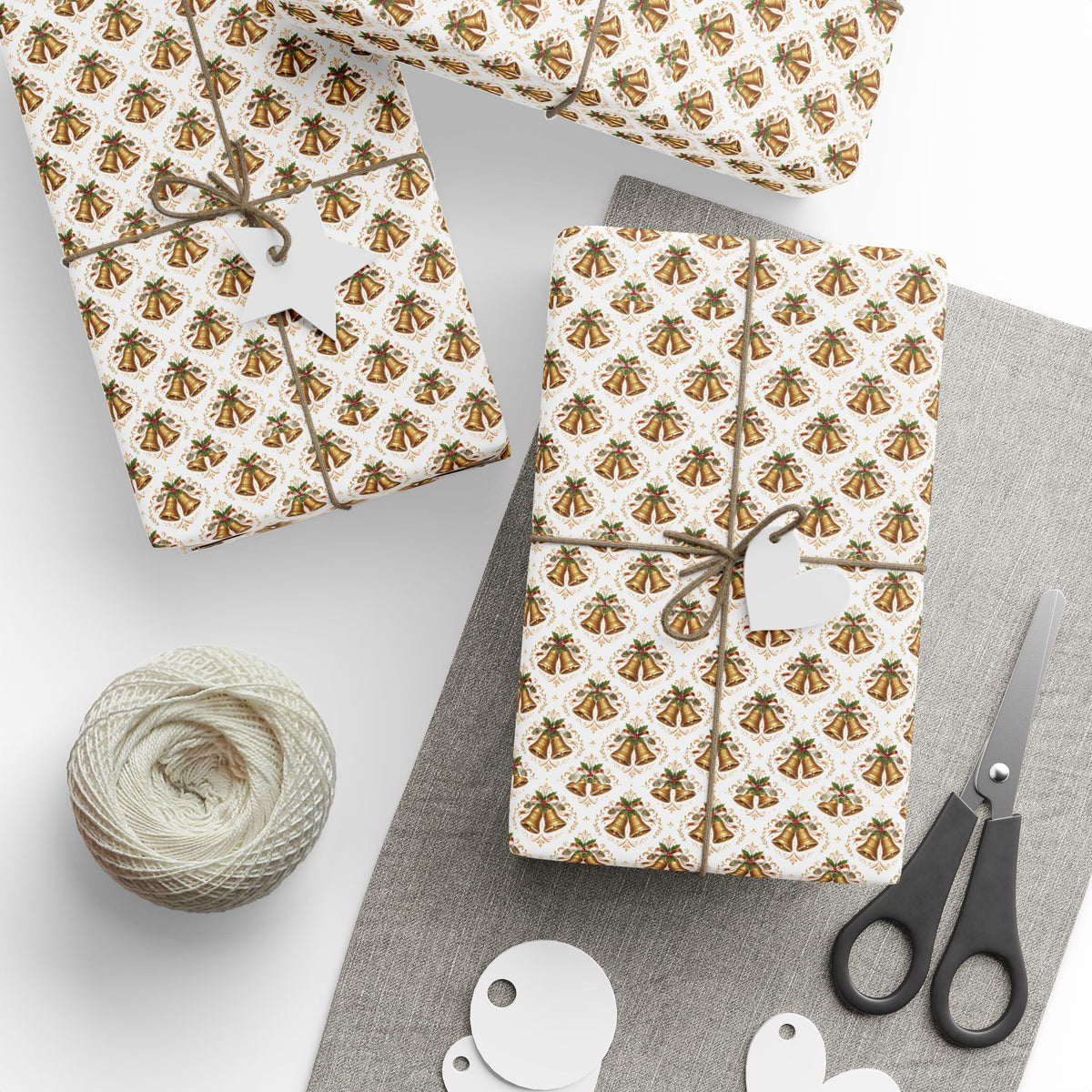Gold Bells Holiday Gift Wrap