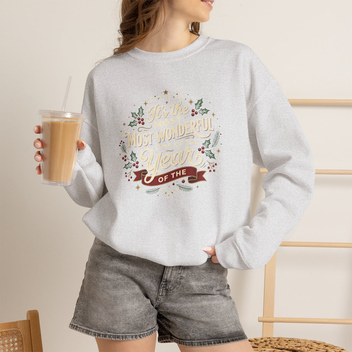 Crewneck Sweatshirt — Christmas 'Most Wonderful Year' Holiday Sweatshirt