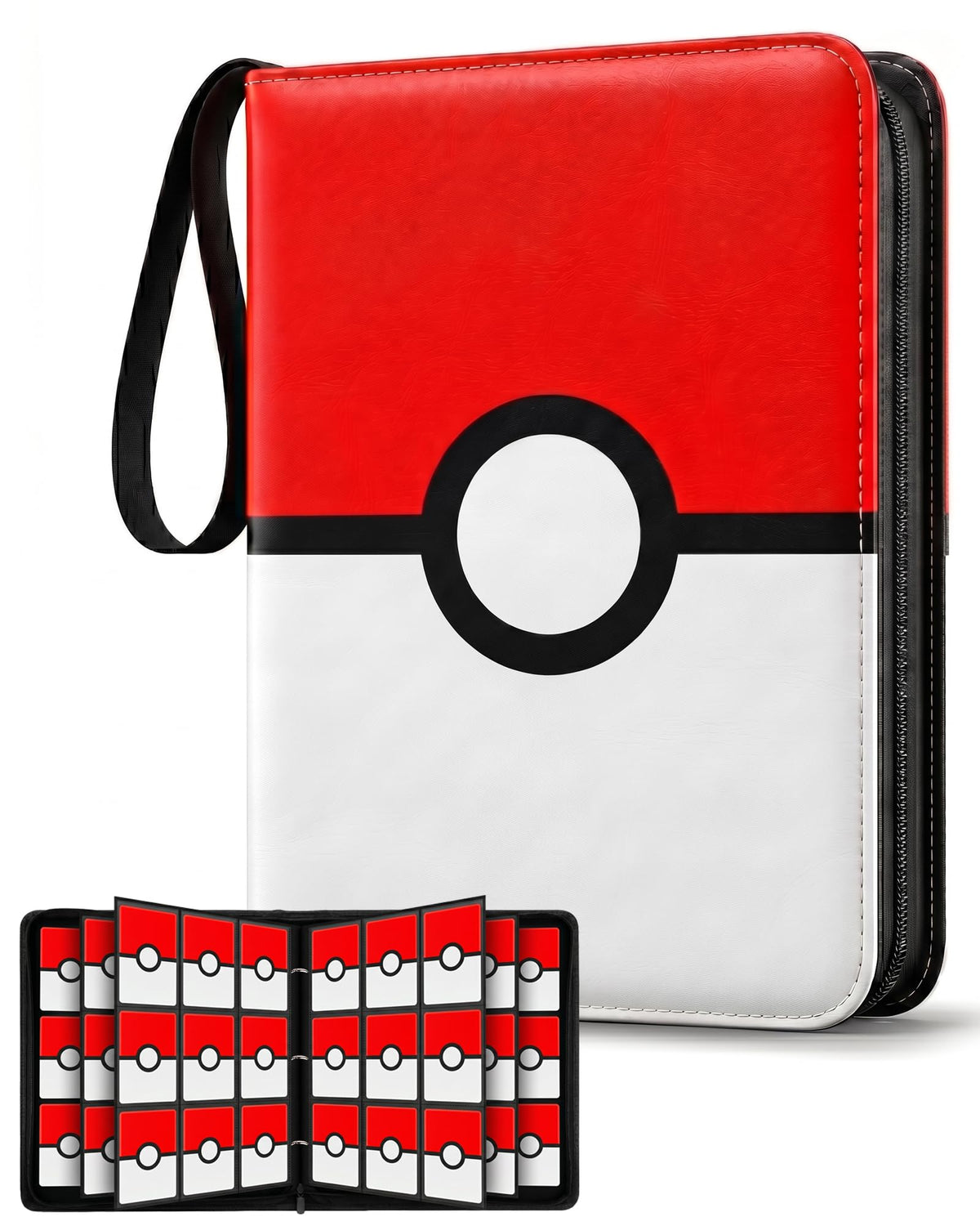Trading Card Binder 9 Pocket,900 Pocket Card Collection Binder with 50 Removable Sleeves,PU Waterproof Zipper Binder, 3-Ring Zipper Collectible Trading Card Album for MTG/TCG/Card Holder Gift(RED)