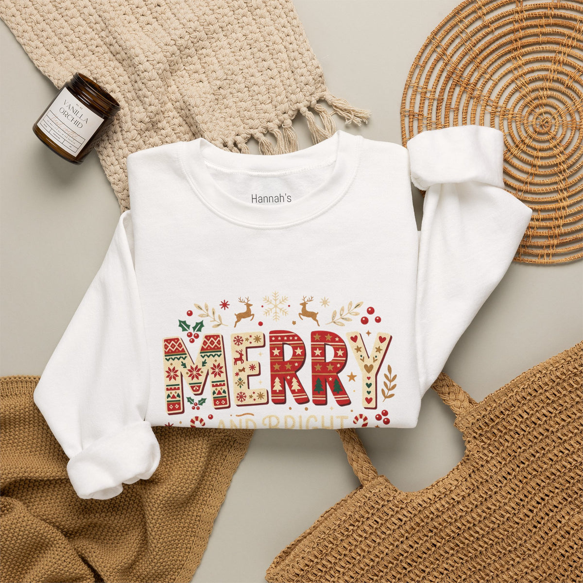 Christmas 'Merry' Crewneck Sweatshirt — Festive Holiday Graphic Sweater
