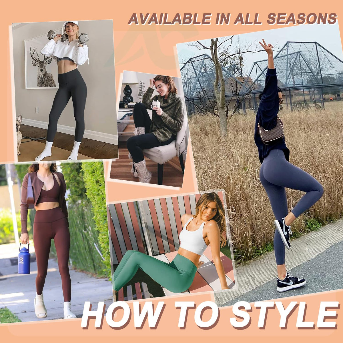 DHSO Leggings for Women, High Waisted Tummy Control Black Yoga Pants for Workout Running,3 Pack Black Gray Navy Blue, Large-X-Large