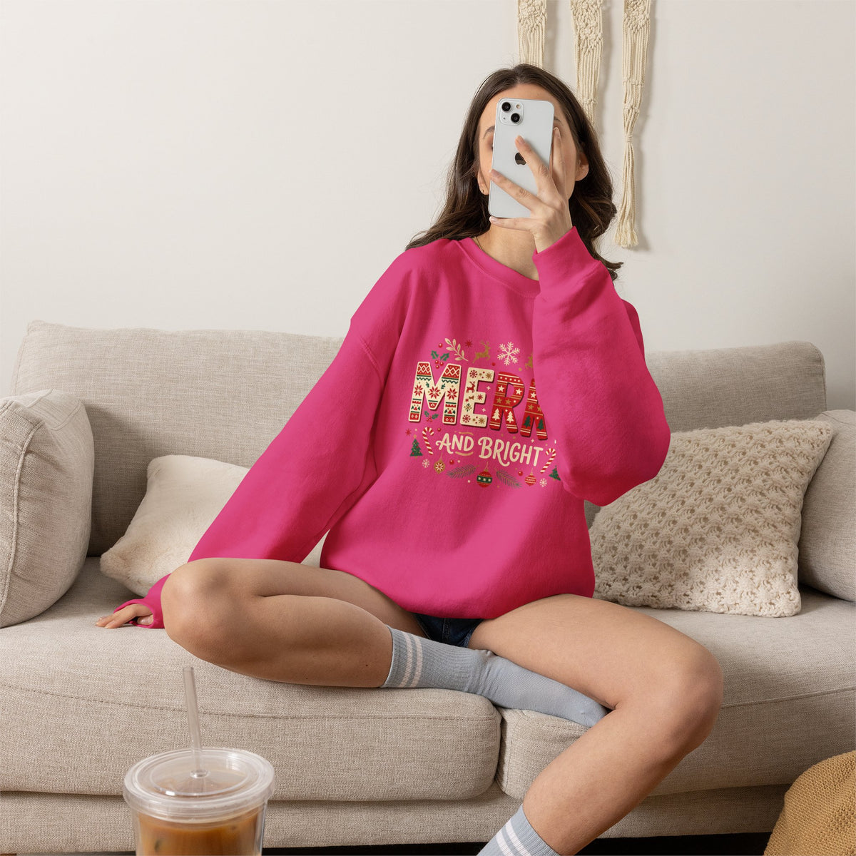 Christmas 'Merry' Crewneck Sweatshirt — Festive Holiday Graphic Sweater
