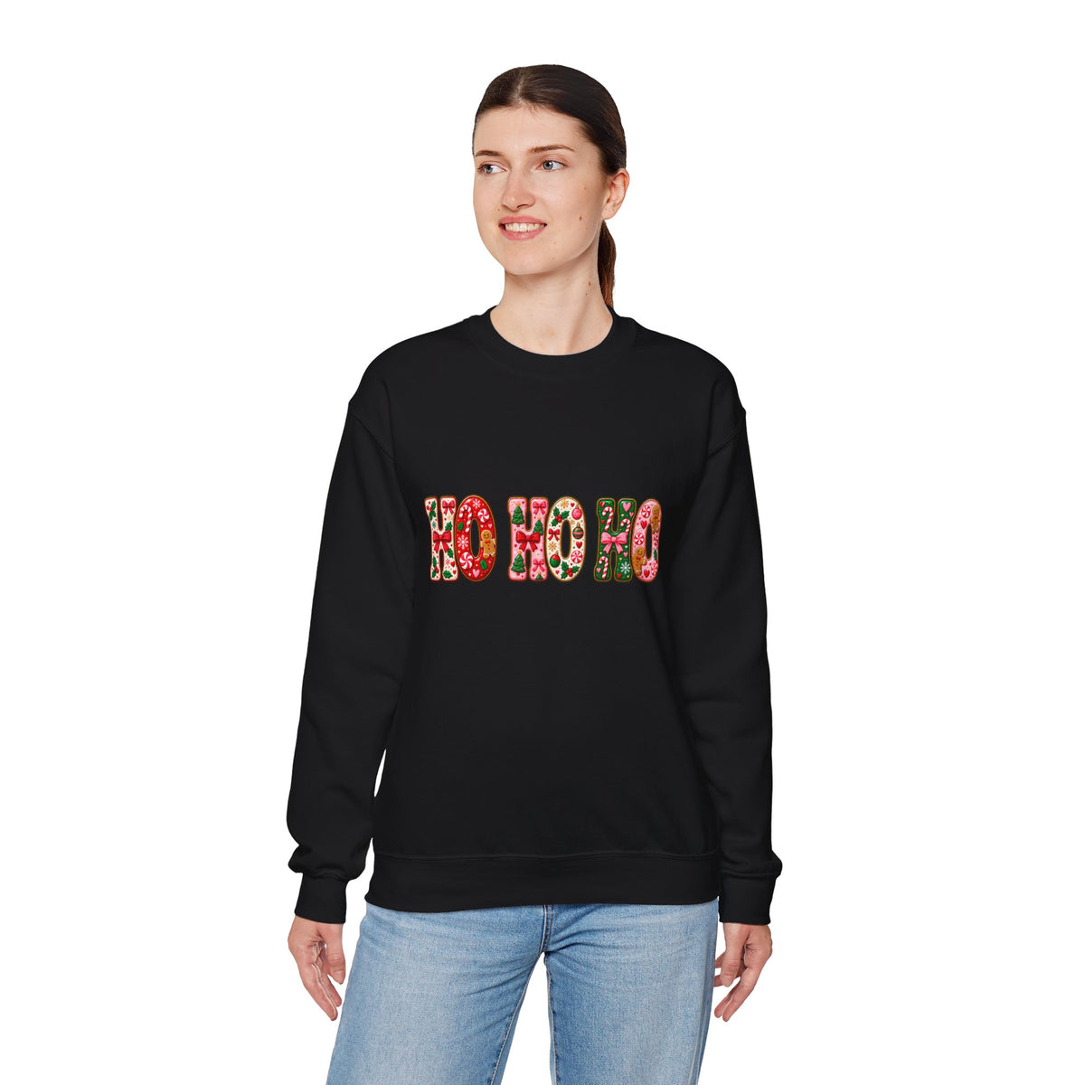 Sweatshirt — Floral "HO HO HO" Christmas Crewneck