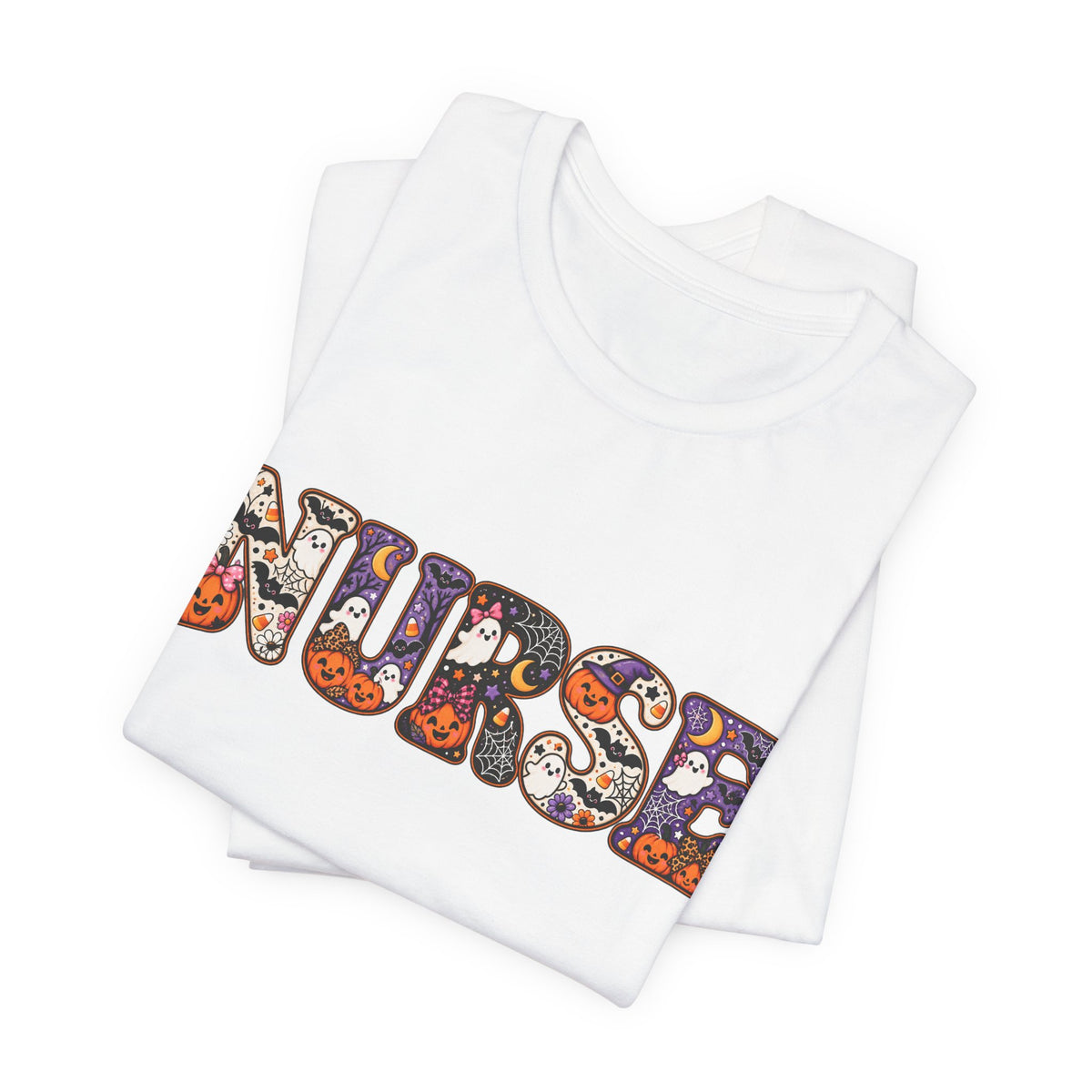 Nurse Halloween Floral Candy Pattern T-Shirt