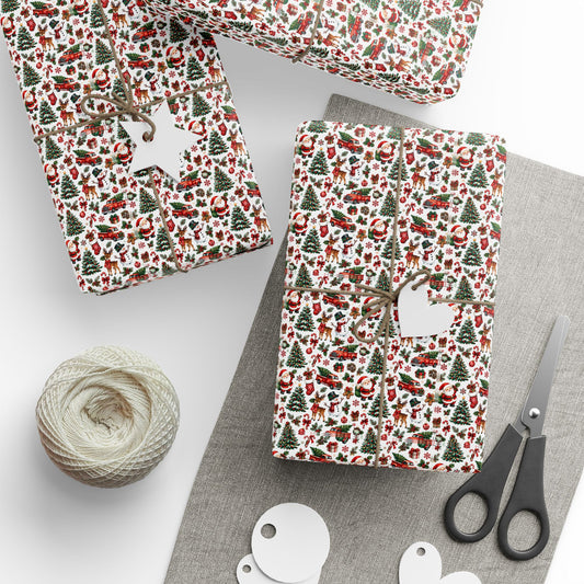 Wrapping Paper  Red & Green Truck Pattern
