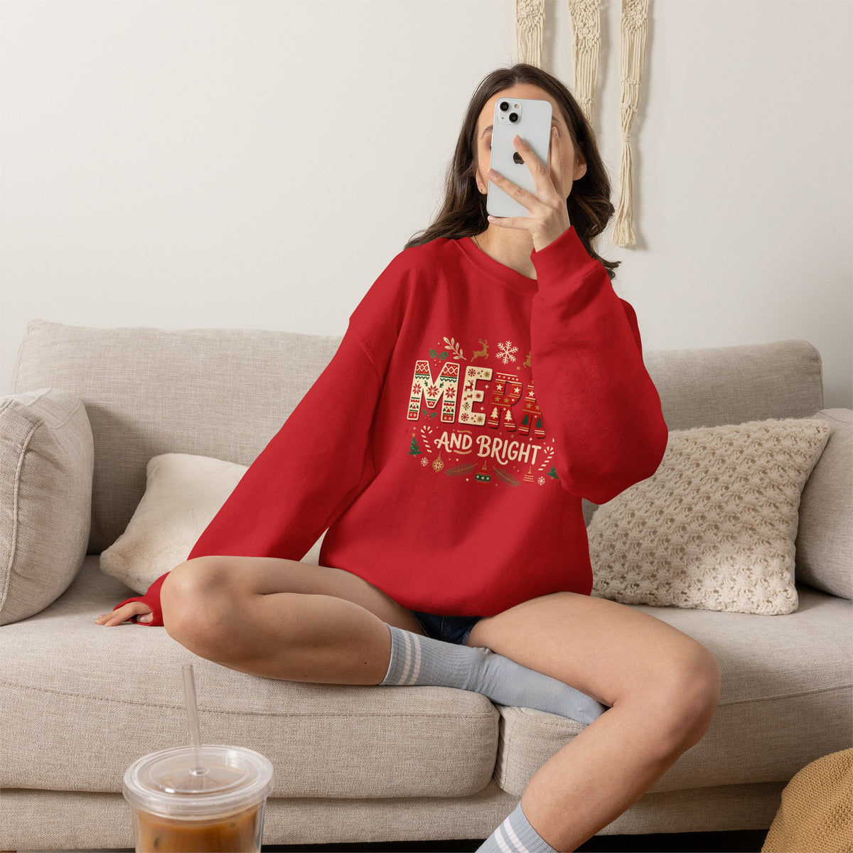 Christmas 'Merry' Crewneck Sweatshirt — Festive Holiday Graphic Sweater