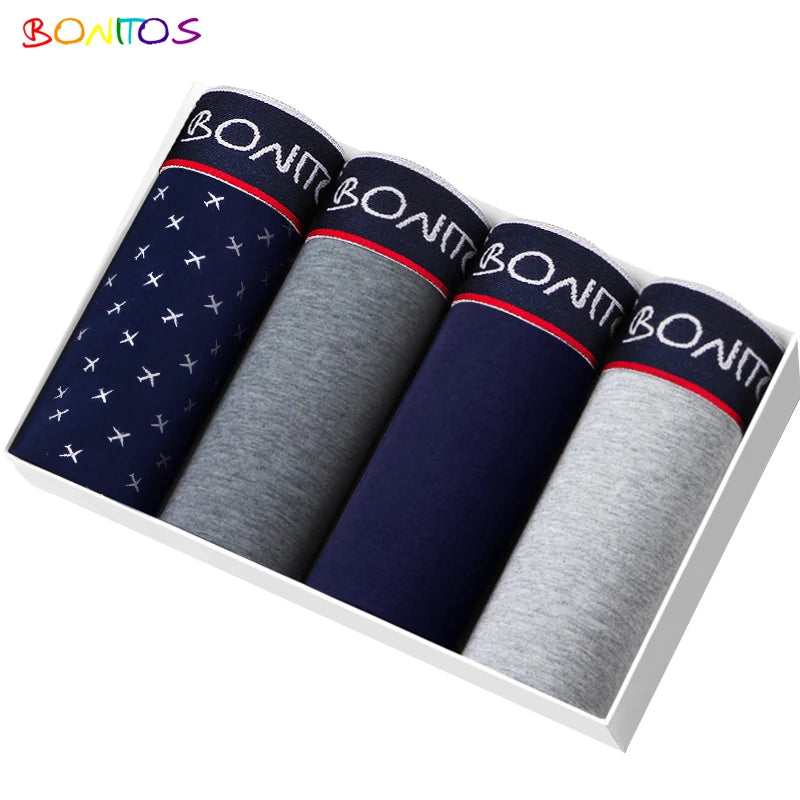 4pcs Cotton Boxer Shorts Soft Men's